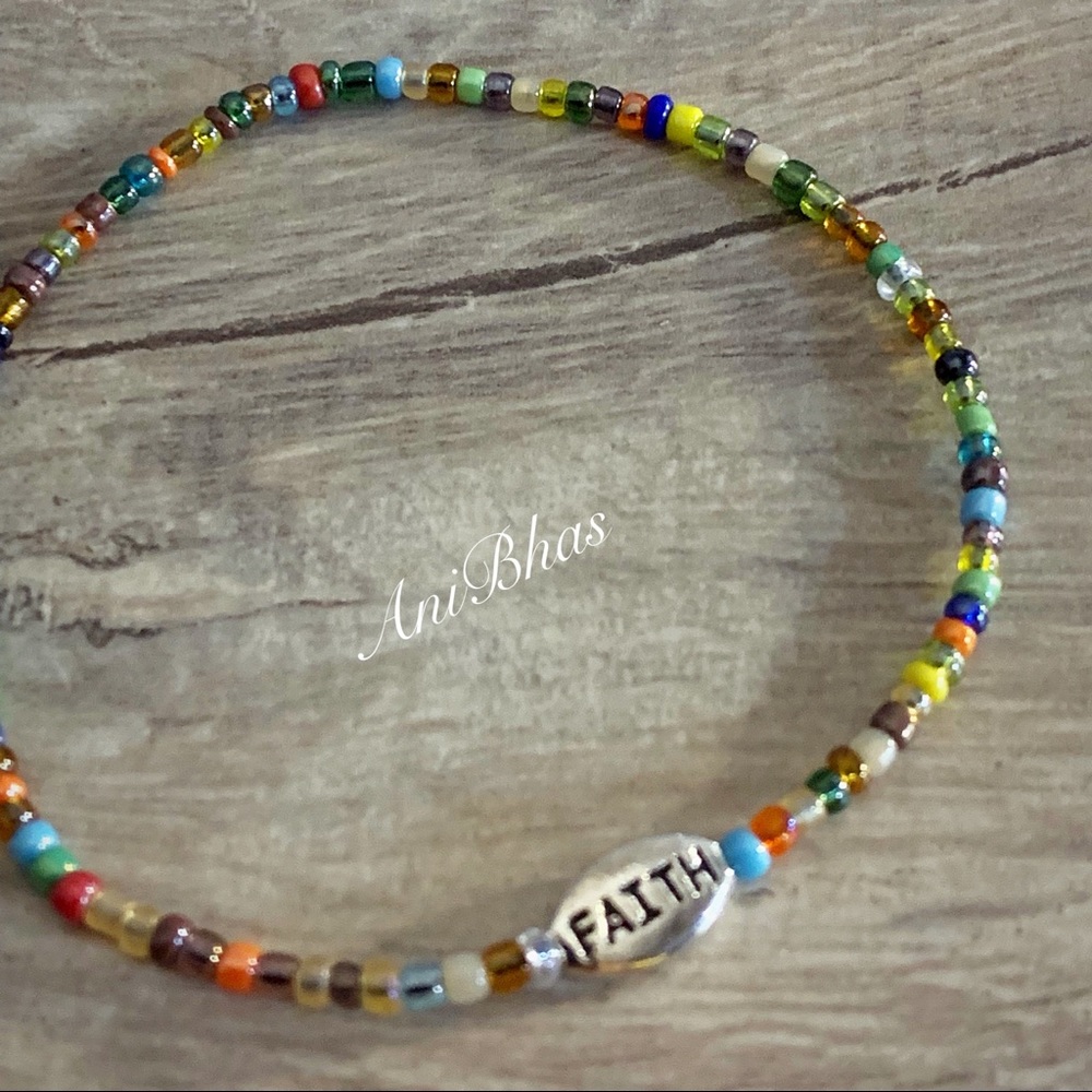 Dainty Faith Seed Bead Bracelet